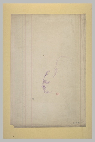 Léon Bonvin - Deux profils d'hommes tournés à gauche