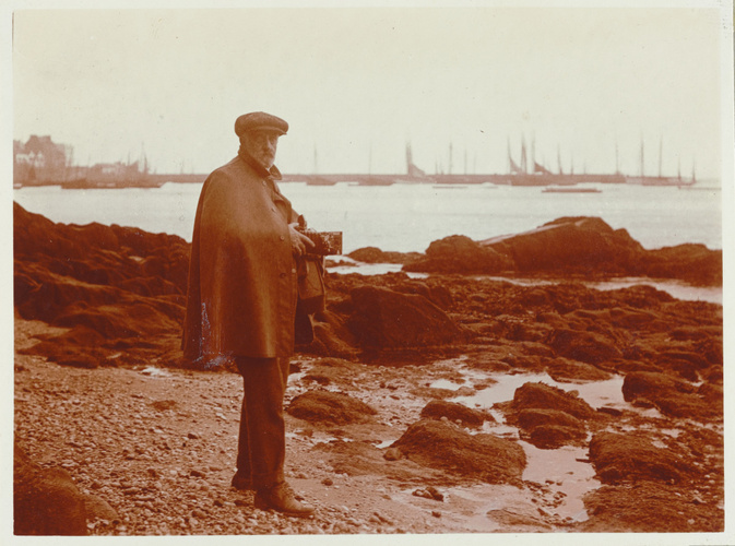 Charles Augustin Lhermitte - Homme sur la plage et rochers