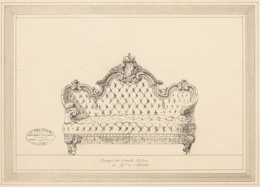 Antoine Zoegger - Canapé du grand salon du palais Nathaniel de Rothschild à Vien...