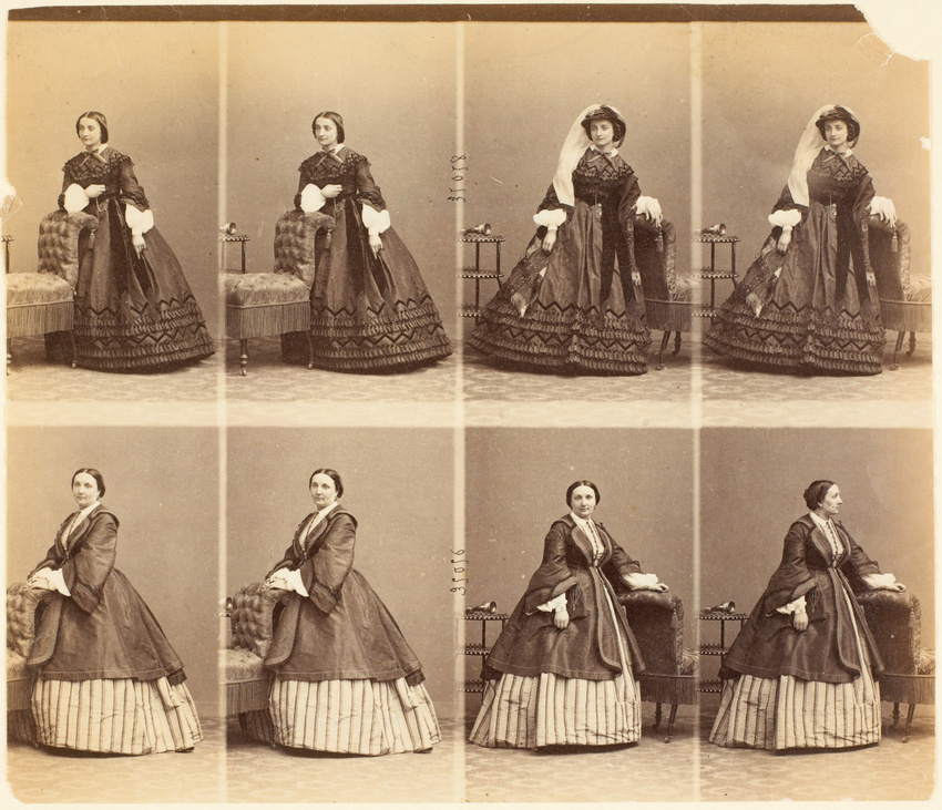 André Adolphe Eugène Disdéri - Mme Bouvard et Mme Gournay en quatre poses chacun...