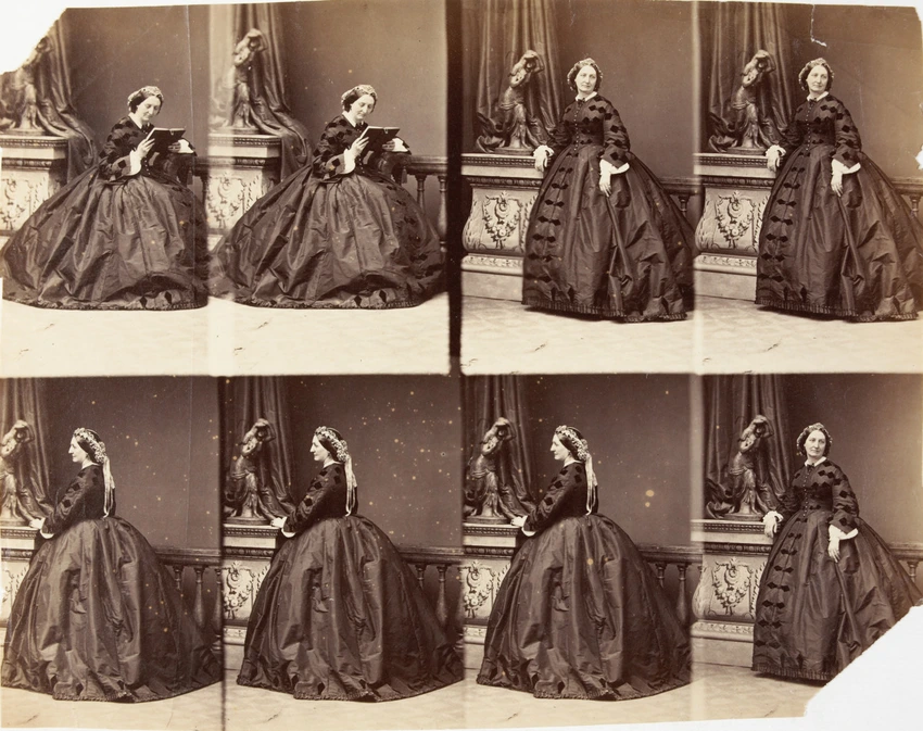 André Adolphe Eugène Disdéri - Mme Lockhardt en huit poses, deux assise et six e...