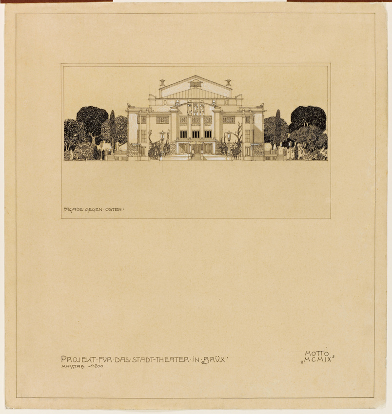 Marcel Kammerer - Projet pour le théâtre de la ville de Brüx, élévation de la fa...