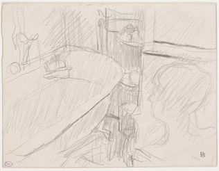 Pierre Bonnard - Intérieur de salle de bains, une tête de femme tournée vers la ...