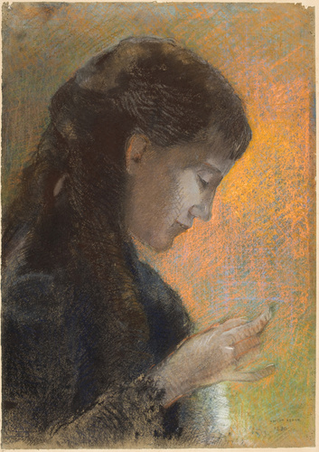 Odilon Redon、Tete de Jeune Femme de Prof Tête de jeune femme, de profil à gauche - Odilon Redon