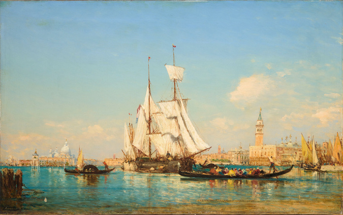 Félix Ziem - Grand voilier en vue de Venise