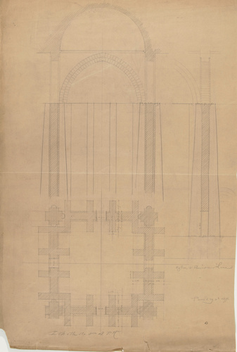 Juste Lisch - Eglise de Saint-Benoît-sur-Loire, plan et élévation d'un arc