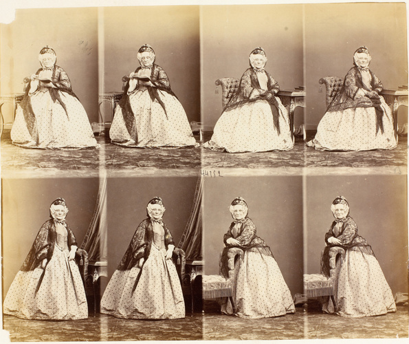 André Adolphe Eugène Disdéri - Mme. Stasbooner en huit poses, quatre assise, qua...