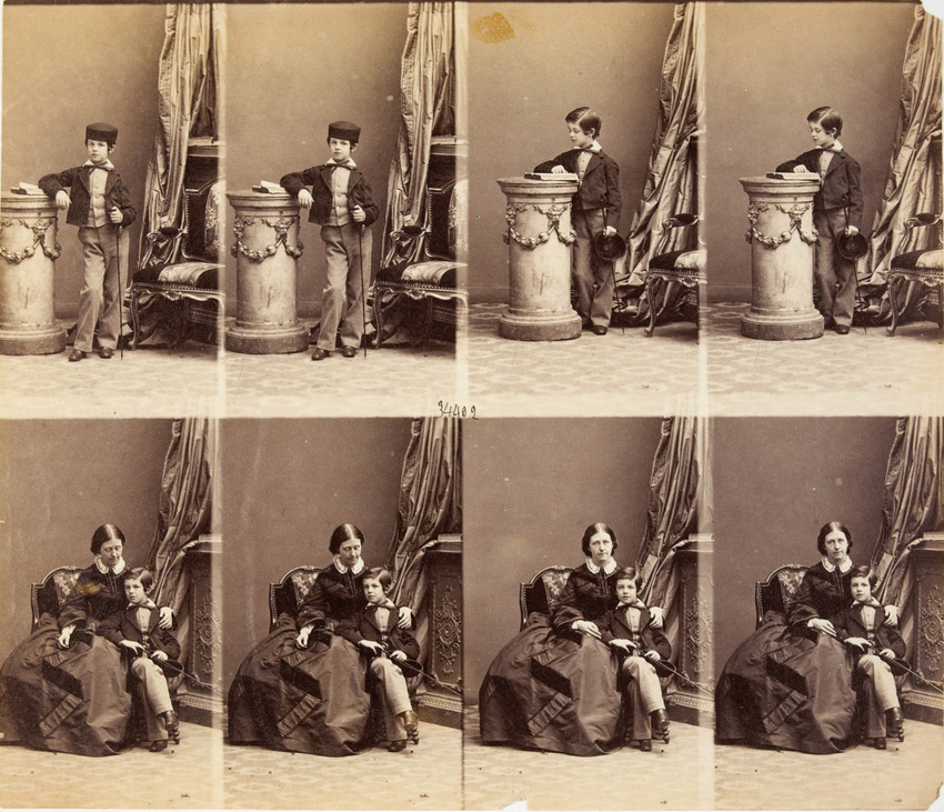 André Adolphe Eugène Disdéri - Lady Manners et son beaufils en huit poses, quatr...