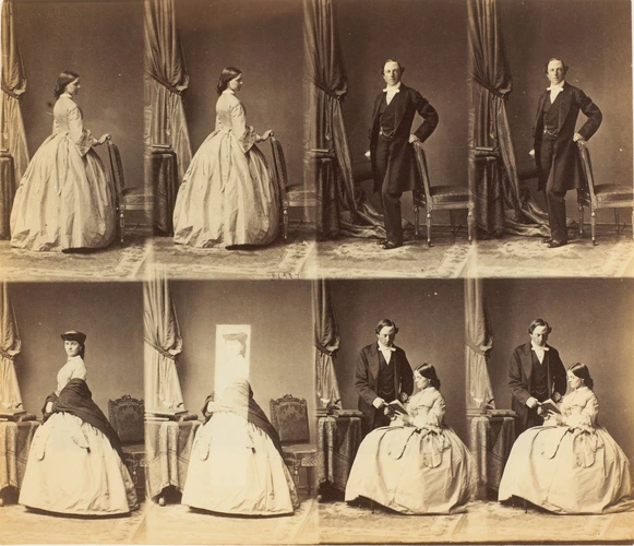 André Adolphe Eugène Disdéri - M. et Mme. Lionel Corbett en huit poses, quatre m...