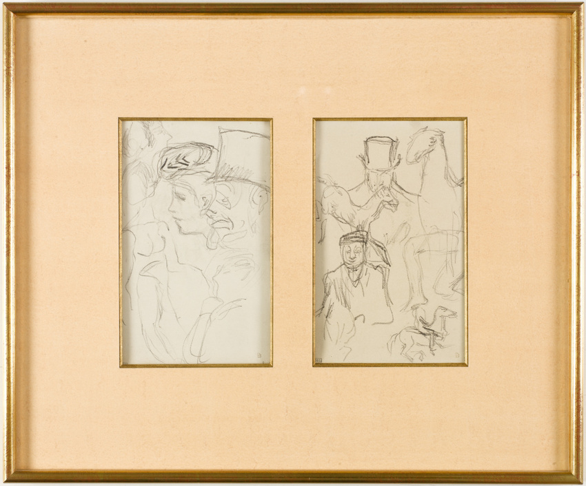 Pierre Bonnard - Page d'étude avec personnages, chevaux et cavaliers et jambes