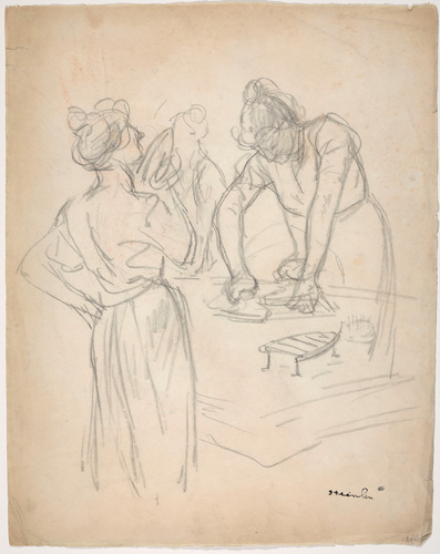 Théophile Alexandre Steinlen - Deux repasseuses, l'une de dos portant le fer au ...