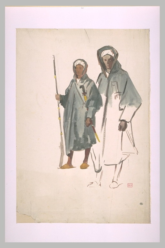 Alfred Dehodencq - Deux soldats arabes, de trois quarts à gauche
