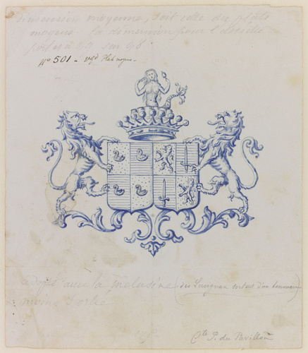 Emile Gallé - Blason aux armes du comte P. du Pavillon