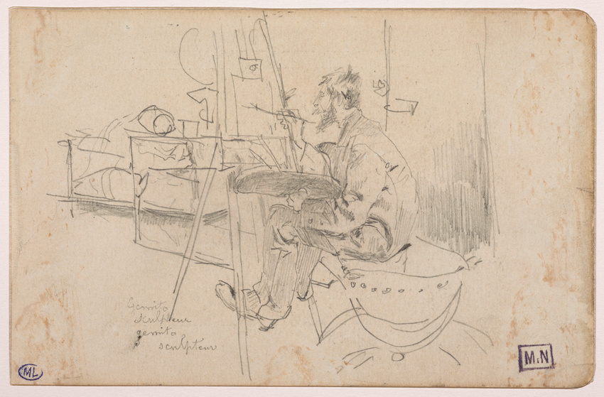 Giovanni Boldini - Vincent Gemito (1852-1929) dessinant