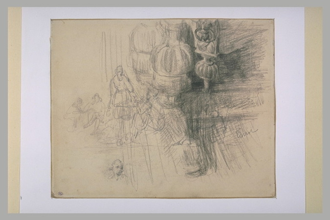 James Ensor - Gland et boiseries, et croquis de personnages
