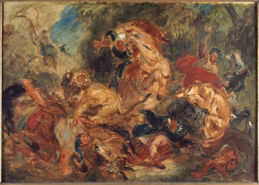Eugène Delacroix - Chasse aux lions (esquisse)