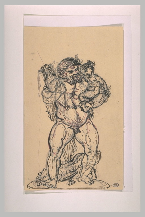 Eugène Guillaume - Silène tenant l'enfant Bacchus du bras gauche