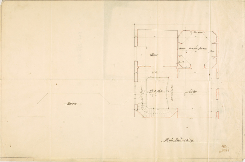 Henry Van de Velde - Hôtel particulier de Victor Goloubew, plan du troisième éta...