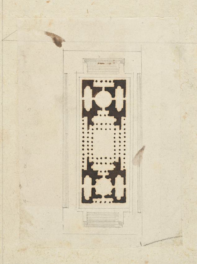 Edouard Villain - Plan centré d’un bâtiment rectangulaire allongé