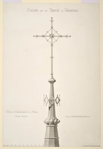 Maison Monduit - Modèle de croix et couronnement de flèche en plomb martelé, égl...