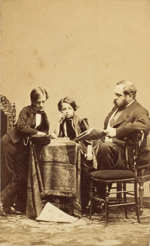Portrait d'un homme et de deux enfants - André Adolphe Eugène Disdéri