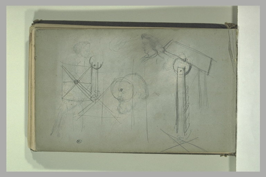 Emile Ulm - Croquis géométrique et têtes de personnages