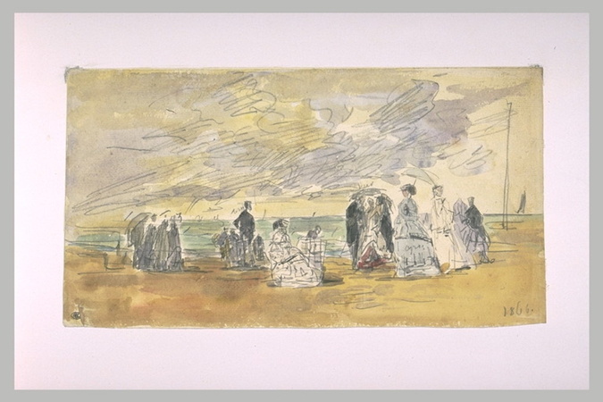 Eugène Boudin - Promeneurs sur le rivage, par temps mouvementé
