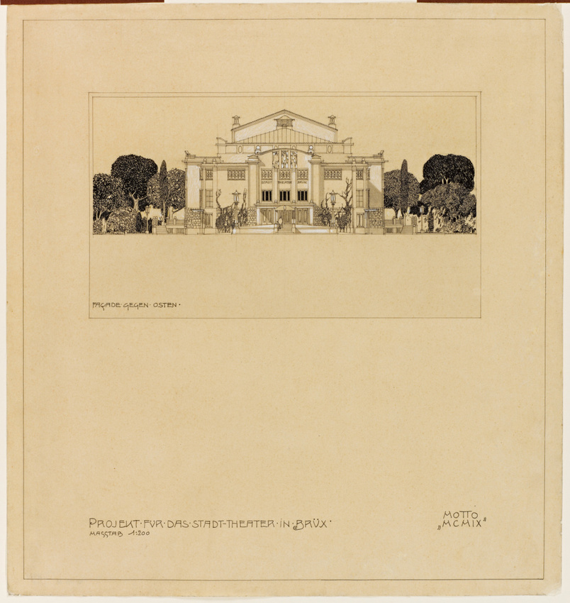 Marcel Kammerer - Projet pour le théâtre de la ville de Brüx, élévation de la fa...