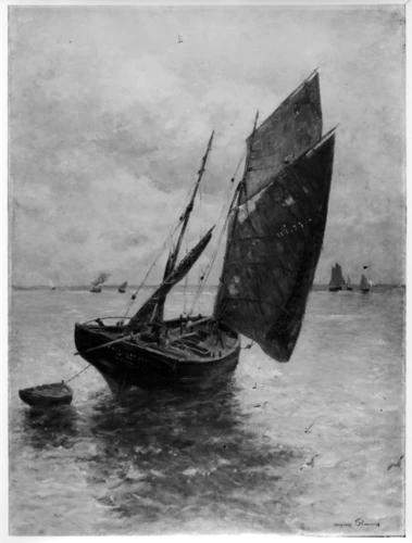 Auguste Flameng - Barques de pêche à Dieppe