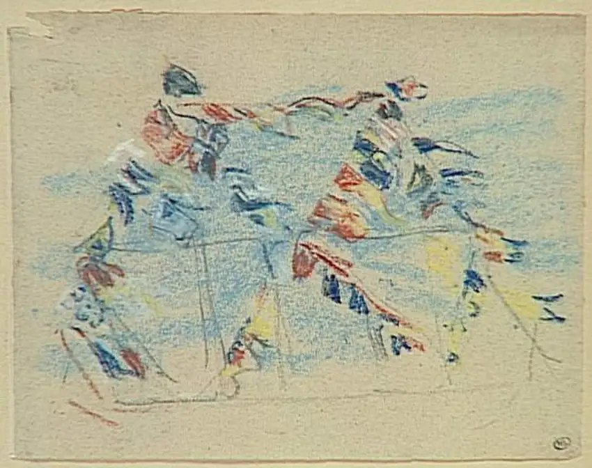 Etude de pavillons hissés sur un navire - Eugène Boudin