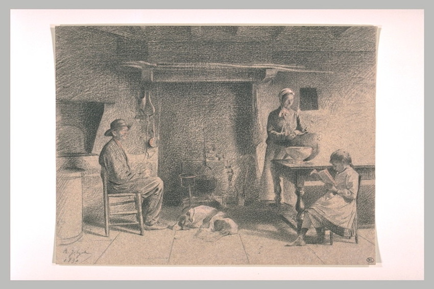 Philippe Jolyet - Paysans dans une cuisine