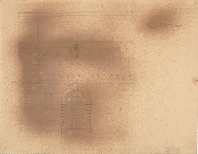 Louis Boitte - Italie du Nord, Florence, palais dans une rue arrivant en biais s...