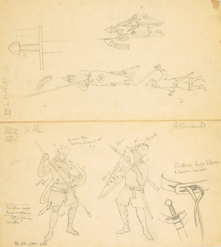 Eugène Grasset - Etude de chevaliers et guerriers des XIIe et XIIIe siècles
