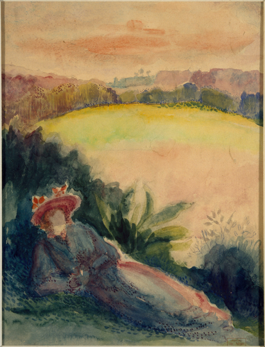 Edmond Petitjean - Femme dans un paysage