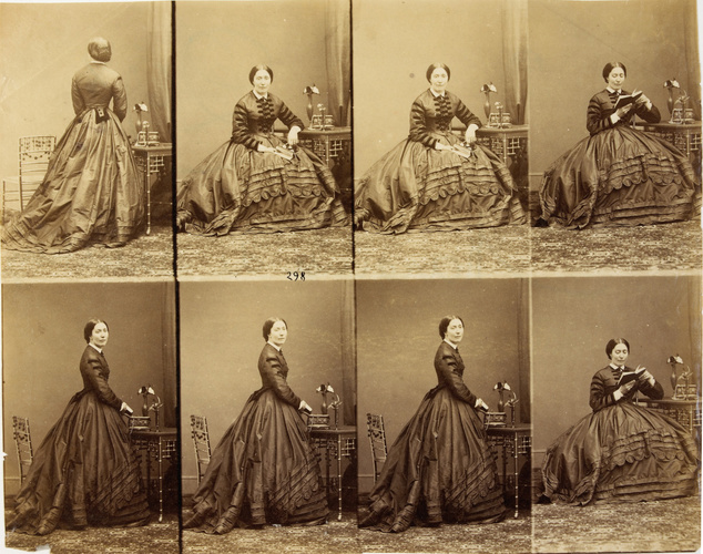 André Adolphe Eugène Disdéri - Marquise de Salisbury en huit poses, quatre en pi...