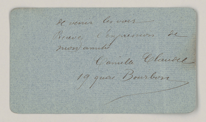 Camille Claudel - Carte de Camille Claudel au capitaine Tissier où elle l'invite...
