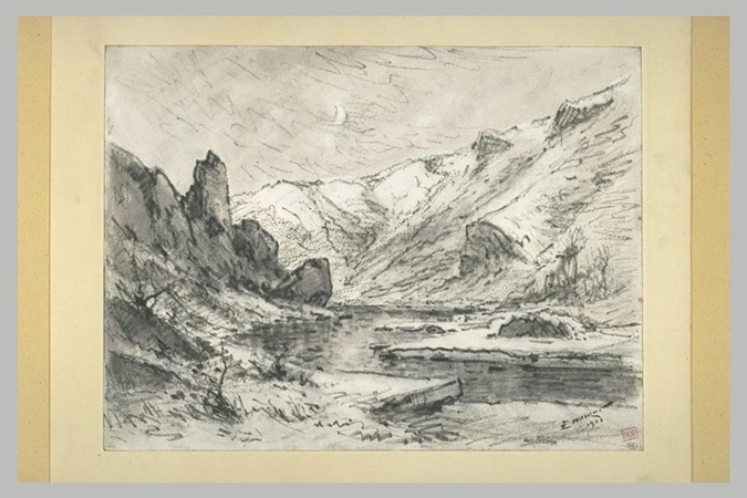 Emile Noirot - Torrent entre des montagnes