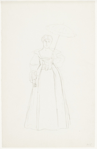 Jean-Léon Gérôme - Personnage féminin en costume historique, de face, tenant un ...