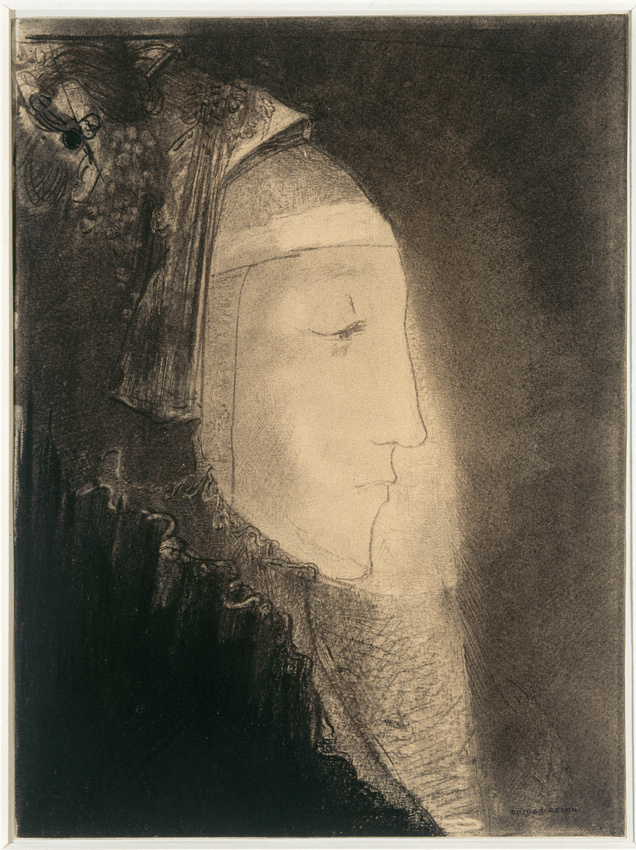 Odilon Redon、Tete de Jeune Femme de Prof Head of a Young Woman in Profile, c.1895 - Odilon Redon - WikiArt.org