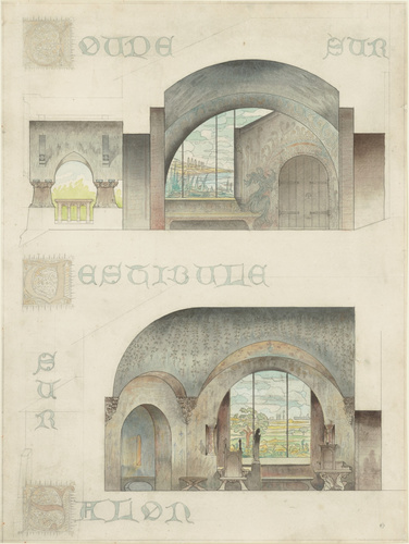 François Garas - Intérieur d'artiste, coupe sur le vestibule et le salon