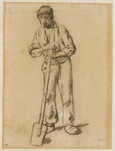 Jean-François Millet - Homme appuyé sur le manche d'une bêche