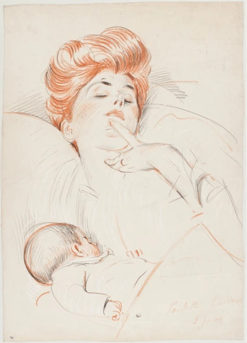 Paul Helleu - Mme Helleu, endormie, ayant sa fille contre son sein
