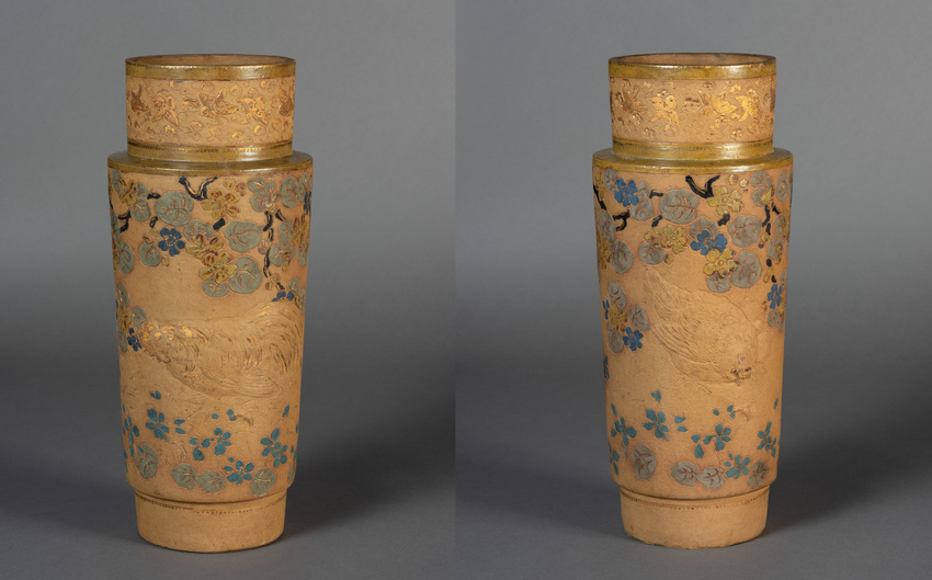 Ernest Chaplet - Vase (d'une paire) à décor japonisant