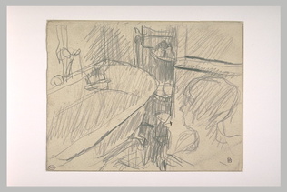 Pierre Bonnard - Intérieur de salle de bains, une tête de femme tournée vers la ...