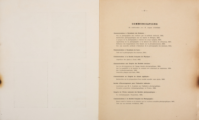 Louis Lumière - Notice sur les titres et travaux de Monsieur Louis Lumière