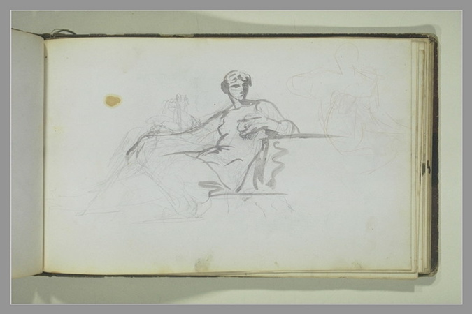 Adolphe Yvon - Une femme assise ; figures