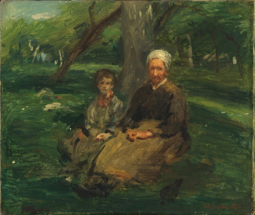 Femme et enfant dans un verger - Adolphe-Félix Cals