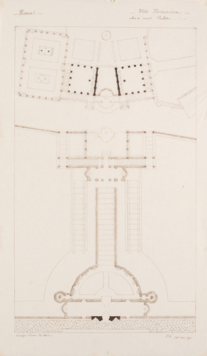 Edouard Villain - Plan de la Villa Farnesiana, mont Palatin, Rome, d’après Perci...