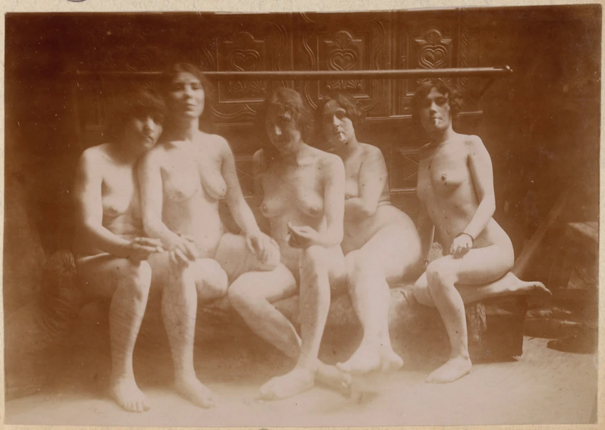 François-Rupert Carabin - Cinq femmes nues assises
