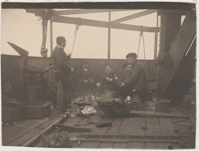 Six ouvriers déjeunant sur une plate-forme de la Tour-Eiffel - Henri Rivière